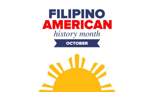 Filipino American History Month. Happy holiday celebrate annual in October. Filipinos and United States flag. Culture month. Patriotic design. Poster, card, banner, template. Vector illustration vector art illustration