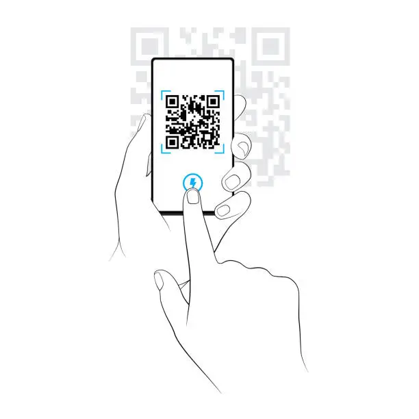Vector illustration of Scanning a QR code on a smartphone