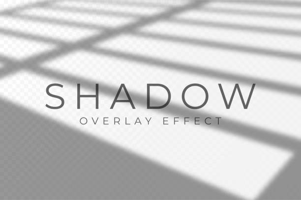Shadow overlay effect. Transparent soft light and shadows from windows and jalouse. Mockup of transparent shadow overlay effect and natural lightning Shadow overlay effect. Transparent soft light and shadows from windows and jalouse. Mockup of transparent shadow overlay effect and natural lightning. Vector window silhouettes stock illustrations