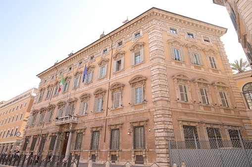 Rome Italy - June 14, 2019: People visit Palazzo Madama Senate of the Italian Republic building Rome Italy
