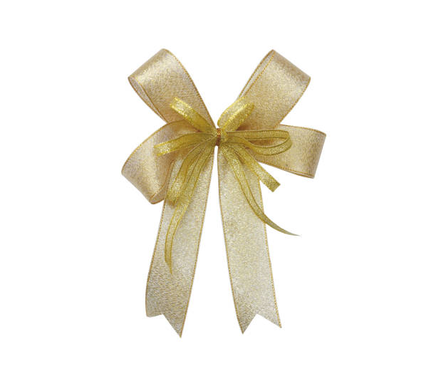 istock Gold ribbon bow on white background with clipping paths. 1174226211
