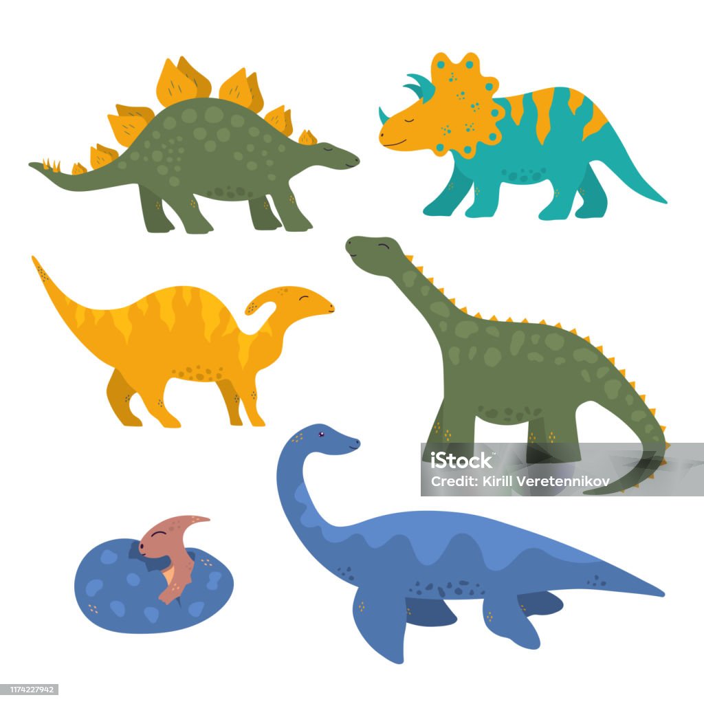 Cute Funny Colorful Dinosaur Collection For Kids With Baby Pterodactyl In  The Egg Vector Isolated Dino Stickers For Prints Stock Illustration -  Download Image Now - iStock
