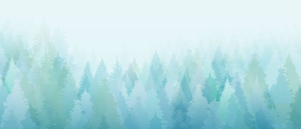 Christmas Background Christmas background with snowed trees and branches. Layered illustration - global colors - easy to edit. mountain borders stock illustrations