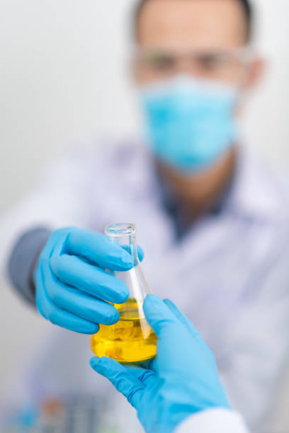 istock Biofuel research process in laboratory, Microalgae Photobioreactor for alternative energy innovation in Renewable Energy Laboratory 1174234601