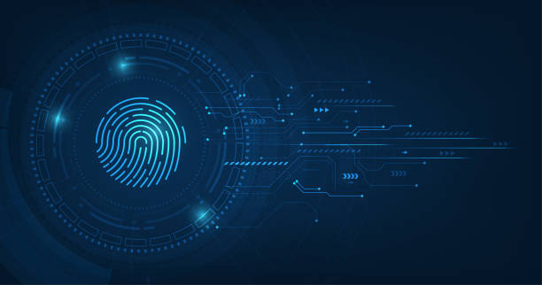 기술 배경에 지문벡터 추상 보안 시스템 개념. - fingerprint lock order accessibility stock illustrations