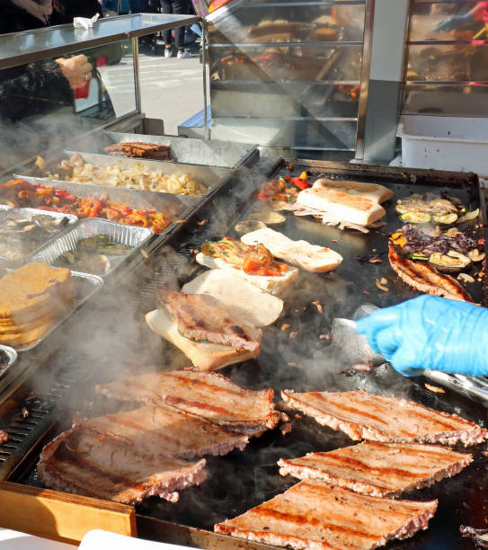 many sausages of the hot plate