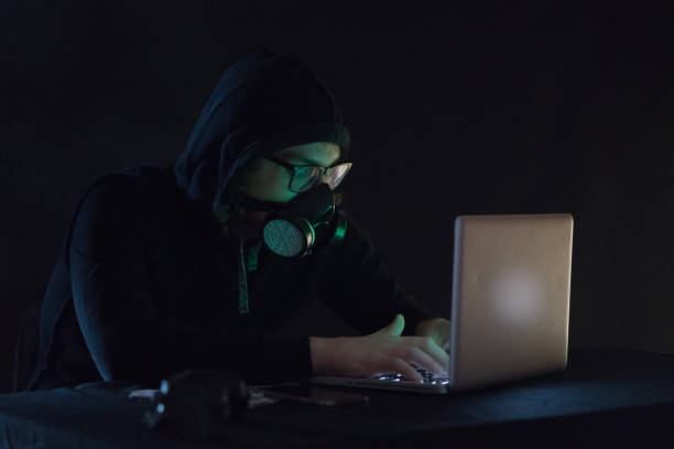 istock Young man wearing gas mask 1174239031