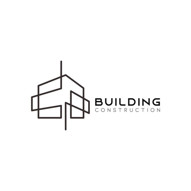 ilustrações de stock, clip art, desenhos animados e ícones de symbol vector of building and property template with creative lineart icon. real estate architeture design minimalist illustration for agency and company. - architecture abstract illustrations