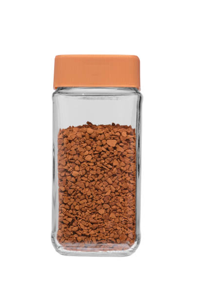 istock glass jar with instant coffee drink, closed with a plastic lid 1174246524