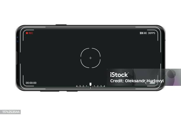 Phone Camera View Range Graphics Modern Smartphone With Camera Viewfinder On Screen Video Recording Or ...