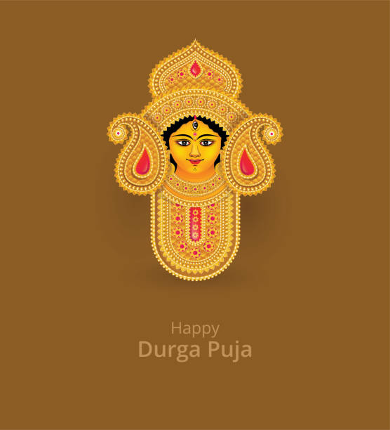 Durga Face Vector Illustration Hindi Goddess Durga Face Vector Illustration - Indian Religious Goddess Durga Face Vector Illustration durga stock illustrations