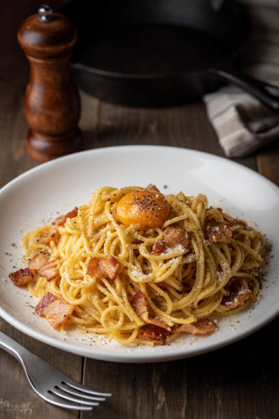 istock carbonara spaghetti with raw egg yolk on top 1174268761