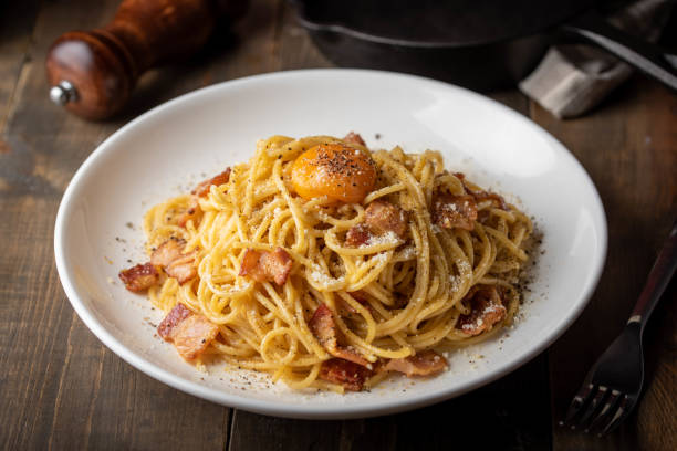 istock carbonara spaghetti with raw egg yolk on top 1174268794
