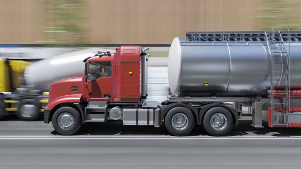 fuel tanker alongside a cement mixer in broad daylight - truck motion road cement truck imagens e fotografias de stock