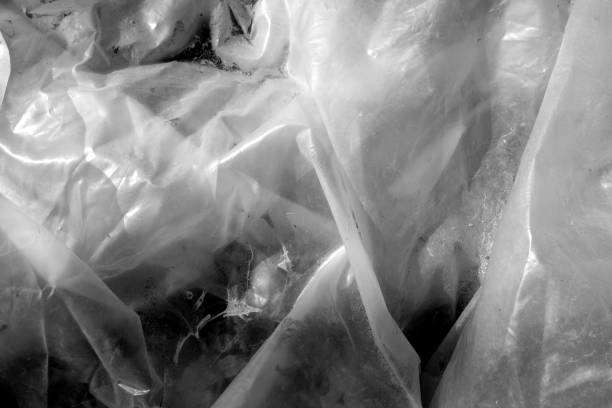 istock Plastic transparent old wrap texture in black and white. 1174272213
