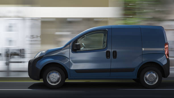 istock Blue Mini Van on the Main Street in the Evening 1174272447