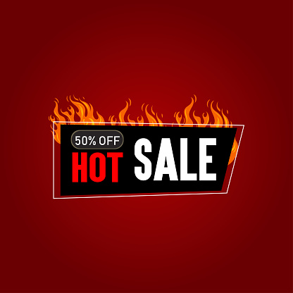 Hot Sale Fire Burn template banner concept design, Big sale special 60% offer.End of season special offer banner shop now. vector illustration.