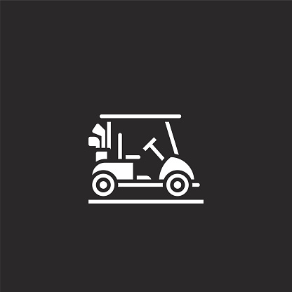 golf cart icon. Filled golf cart icon for website design and mobile, app development. golf cart icon from filled golf collection isolated on black background.