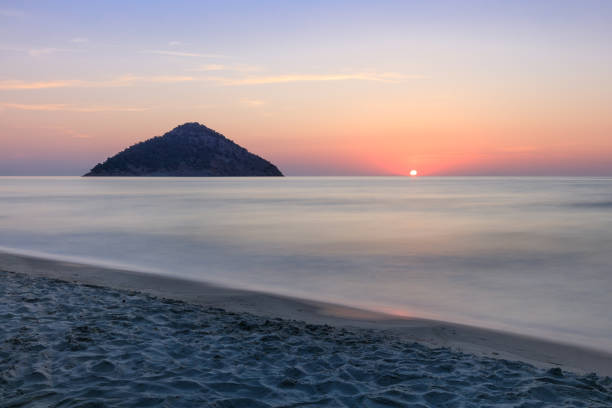Paradise beach at sunrise. Thassos island Greece