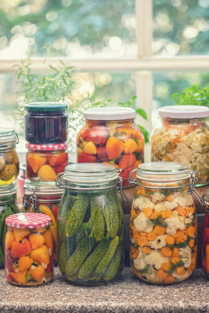 istock Pickled Organic Vegetables in Jars 1174280467