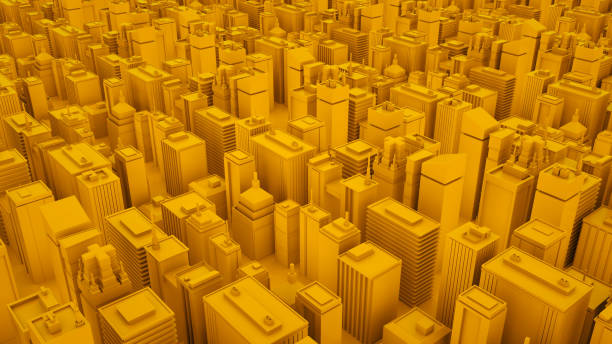 istock Yellow Urban isometric area with skyscrapers. 3d illustration 1174281270