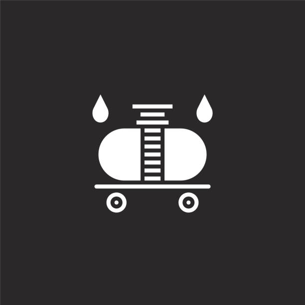 ilustrações de stock, clip art, desenhos animados e ícones de wagon icon. filled wagon icon for website design and mobile, app development. wagon icon from filled gas station collection isolated on black background. - animal skull cow animal black background