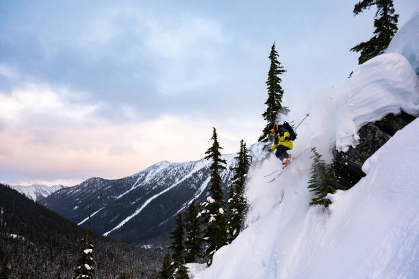 istock Skiing fresh powder on a ski vacation 1174289695
