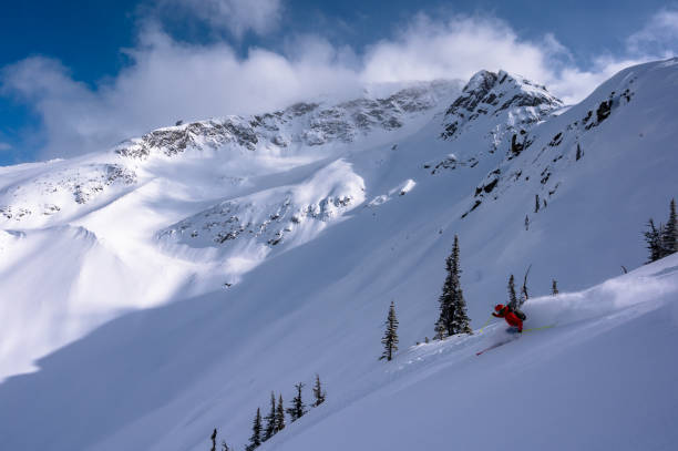 istock Skiing fresh powder on a ski vacation 1174289710