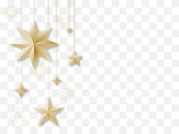 illustrations, cliparts, dessins animés et icônes de étoiles d'or sur le fond transparent - christmas ornament christmas gold decoration