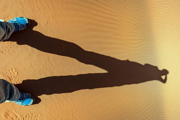 에르그 체비 모래 언덕, 모로코, 북아프리카의 그림자 - landscape desert wave pattern erg chebbi dunes 뉴스 사진 이미지