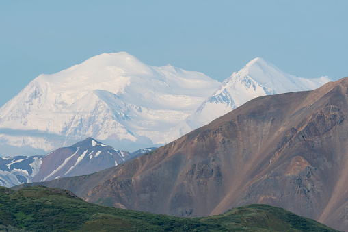 Denali on a beautiful day. Mt Denali is the highest mountain in North America.