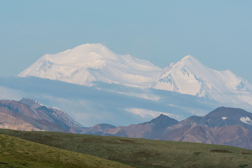 Denali on a beautiful day. Mt Denali is the highest mountain in North America.