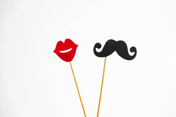 istock Photo booth props lips and Black Mustache isolated on white background 1174303275