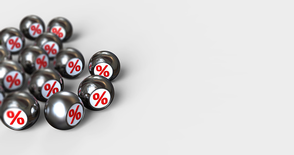 Sale Concept -metal spheres With Percentage Symbols