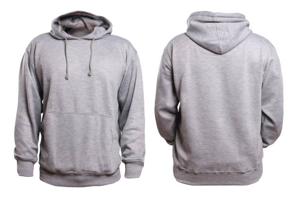 grau hoodie mock up - kapuzenoberteil stock-fotos und bilder