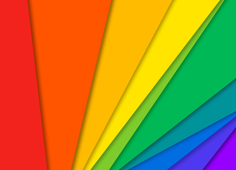 Gay pride flowing angled abstract gradient background with copy space.
