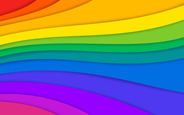 illustrazioni stock, clip art, cartoni animati e icone di tendenza di sfondo a strati colorato arcobaleno astratto - rainbow