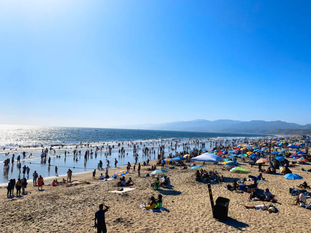 산타 모니카 비치 - santa monica beach beach california wave 뉴스 사진 이미지