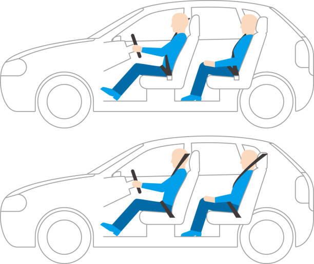 ilustraciones, imágenes clip art, dibujos animados e iconos de stock de vehículo de conducción a la derecha.izquierda. vista lateral. material vectorial - back seat illustrations