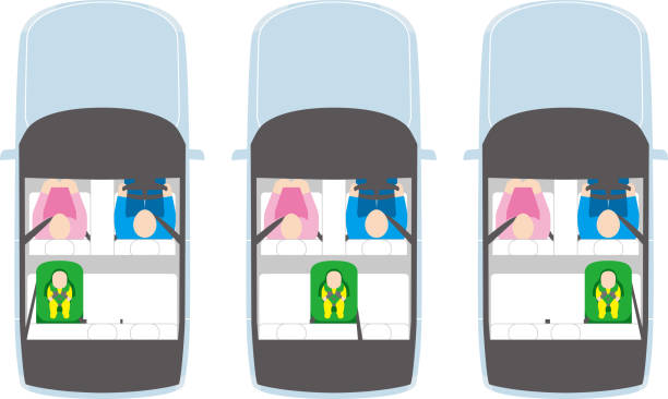 ilustrações de stock, clip art, desenhos animados e ícones de automobile. child seat position and driver. vector image. - back seat illustrations