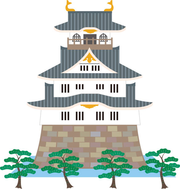 日本の城と松。ベクトルマテリアル。 - 城点のイラスト素材／クリップアート素材／マンガ素材／アイコン素材
