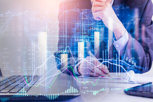 Stock market or forex trading graph and candlestick chart suitable for financial investment concept. Economy trends background for business idea and all art work design. Abstract finance background. gráfico bursátil o de comercio de divisas y gráfico de velas adecuado para el concepto de inversión financiera. antecedentes de tendencias económicas para la idea de negocio y todo el diseño de trabajos de arte. antecedentes financieros abstractos.