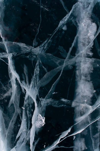 istock Ice texture on surface of frozen lake 1174345672