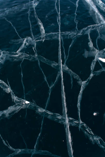 istock Ice texture on surface of frozen lake 1174346420