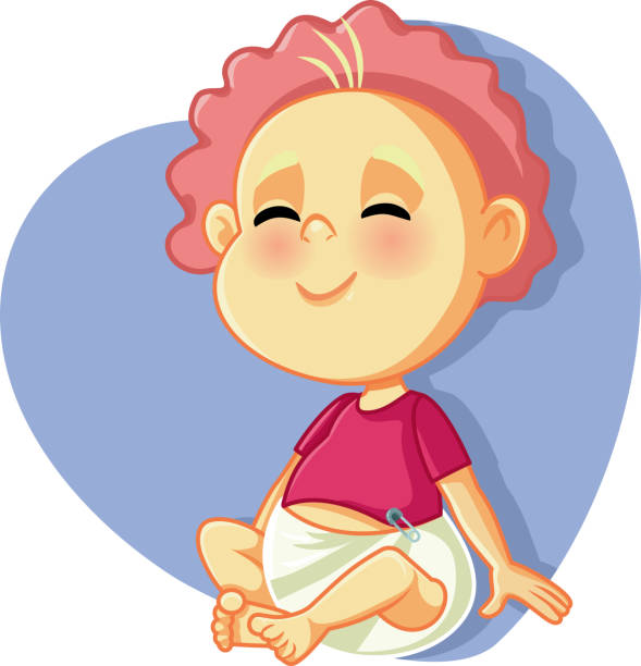 illustrations, cliparts, dessins animés et icônes de dessin animé heureux de vecteur de bébé de sourire - invitation announcement message diaper little boys