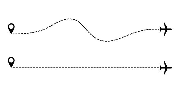 Aircraft route dotted lines. Aircraft route dotted lines. Tourism and travel. Tourist route by plane. Tracks traveler dotted lines. dotted line stock illustrations