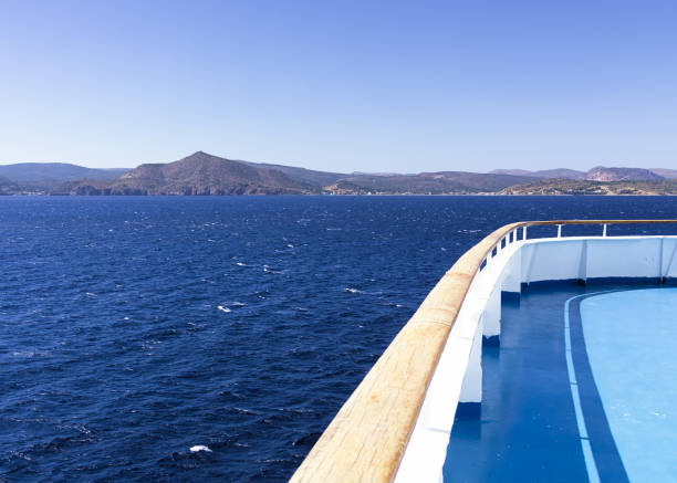 istock Ship ferry deck with  no people while sailing at Aegean sea , Greece. 1174354687