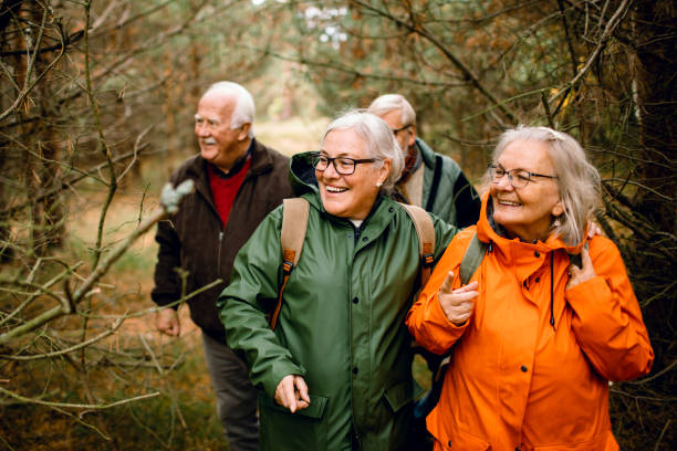 istock Seniors hiking through the foerst 1174358404