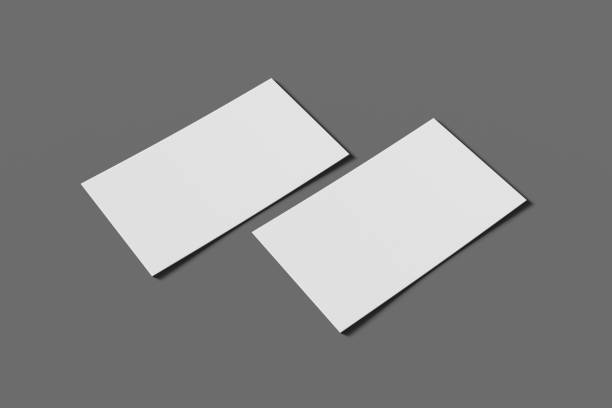 istock Two Mockup blank business or name card on a gray background. 3D rendering 1174358542