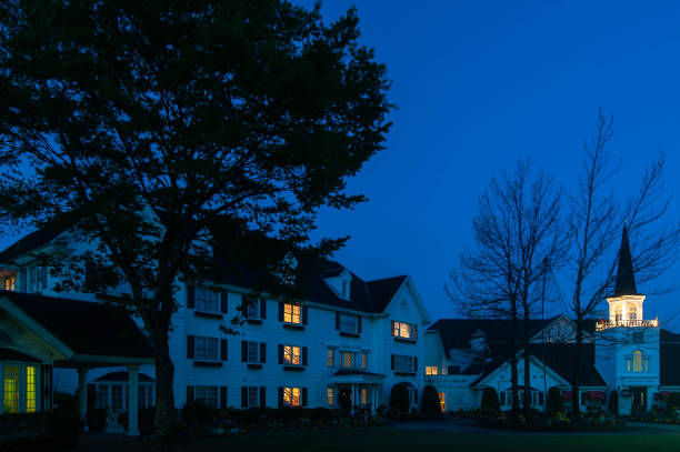 istock A Western-style building that lights up at dawn time 1174365829